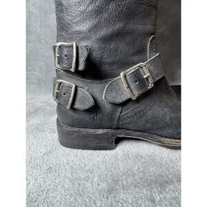 Frye Veronica Back Zip Tall Black Leather Moto Engineer Boots 77551 Women’s 5.5B